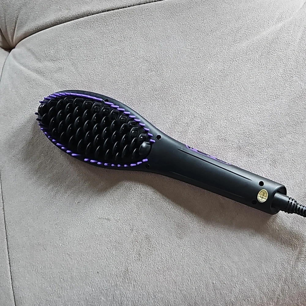 Sutra Heat Brush Hair Straightening Brush Purple Swivel Cord Auto Shutoff